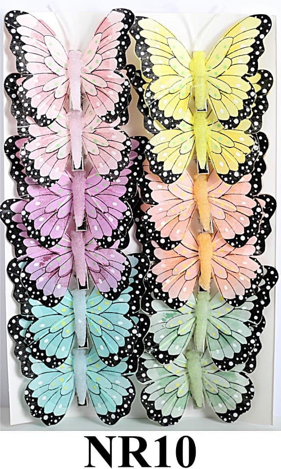 Sztuczne kolorowe motyle szer. 7cm, 12szt.