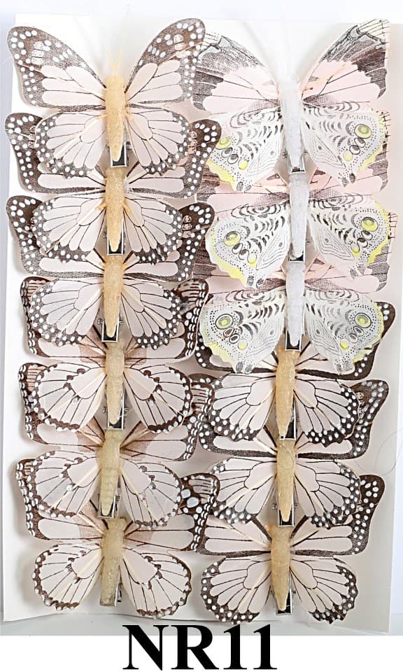 Sztuczne kolorowe motyle szer. 7cm, 12szt.