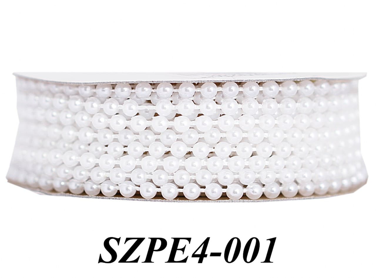 Sznur z perełkami śr. 4mm, dł. ok. 4m, białe