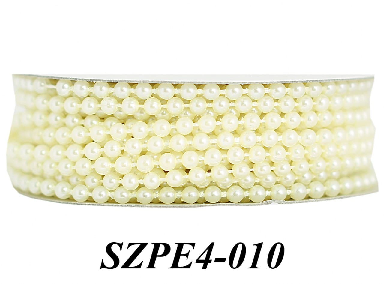 Sznur z perełkami śr. 4mm, dł. ok. 4m, kremowe