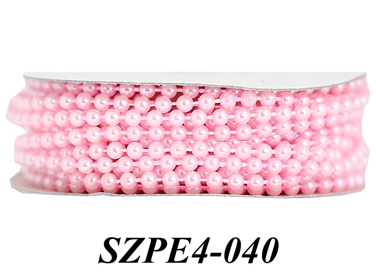 Sznur z perełkami śr.4mm, dł. ok. 4m, różowe