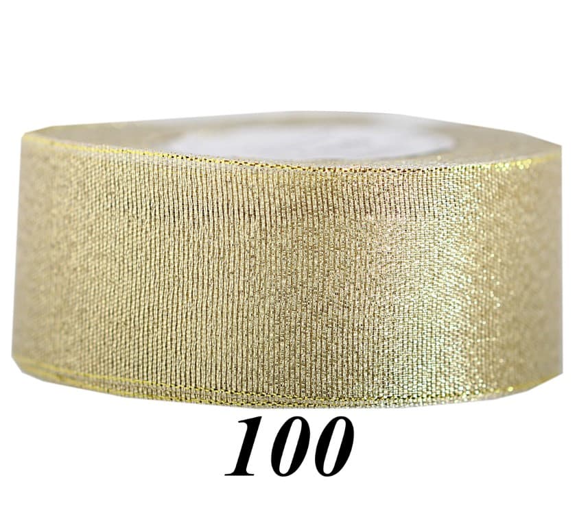 Wstążka brokatowa 38mm/22mb, złota