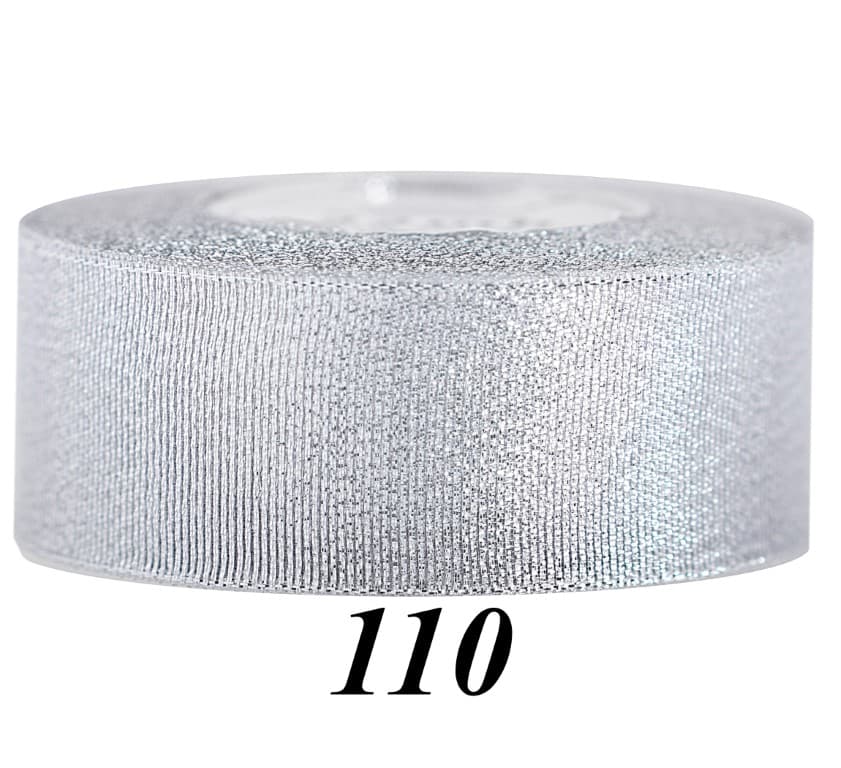 Wstążka brokatowa 38mm/22mb, srebrna