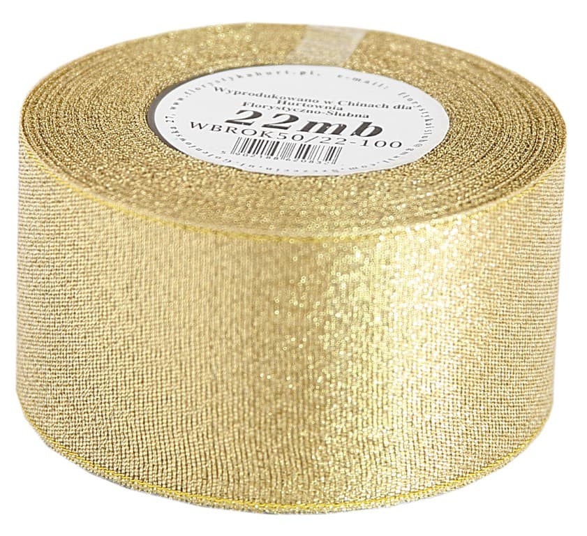 Wstążka brokatowa 50mm/22mb, złota