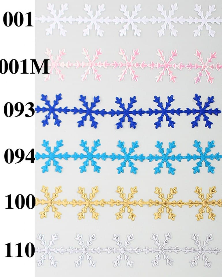 Aplikacje śnieżynka, śr. 22mm/43szt, biała