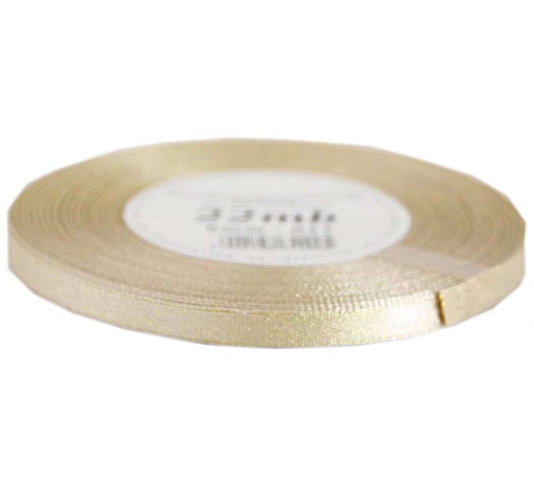 Wstążka satynowa z brokatem 6mm/22mb, kremowa