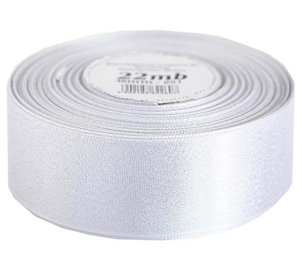 Wstążka satynowa z brokatem 38mm/22mb, biała