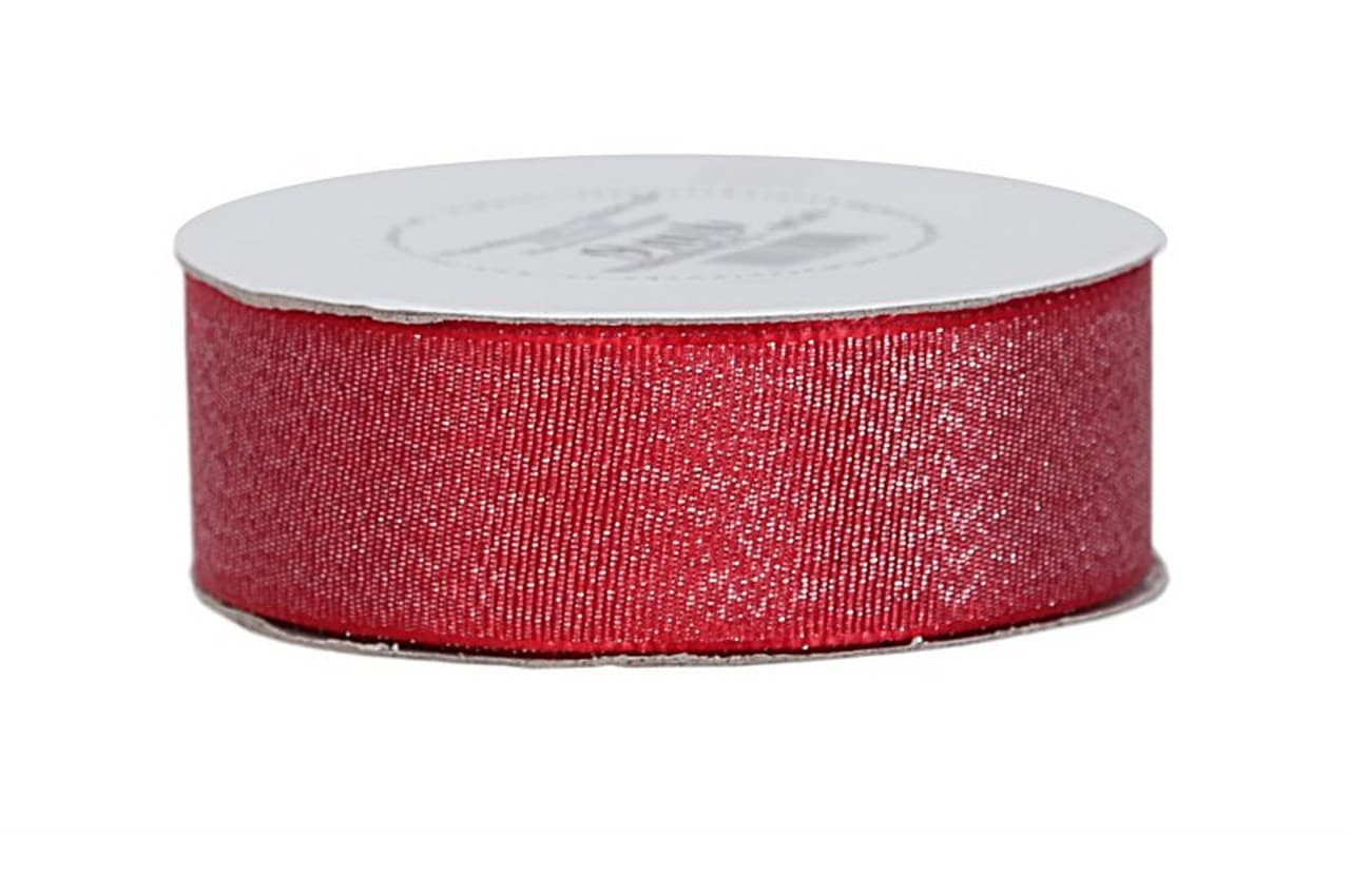 Wstążka brokatowa metalizowana 25mm/9mb czerwona