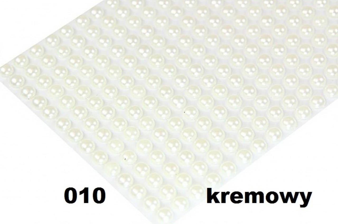 Dżety samoprzylepne perełki 10mm/72szt, kremowe