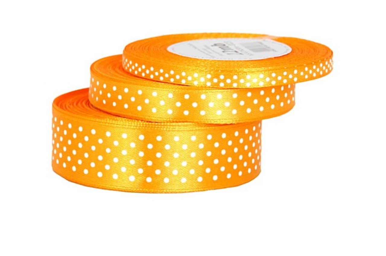 Wstążka satynowa w kropki 12mm/22mb, jajko