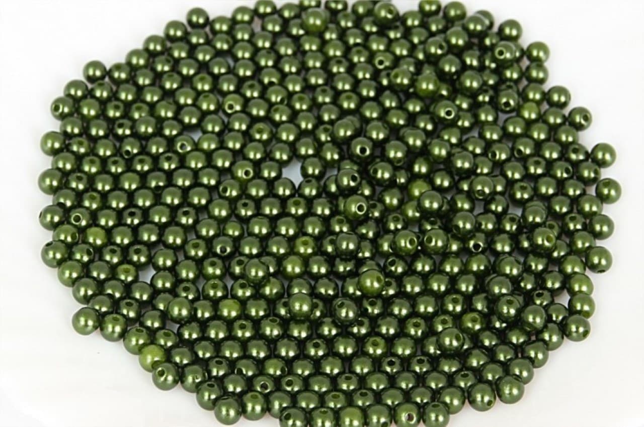 Koraliki (perełki) z dziurką, śr. 8mm oliwkowe