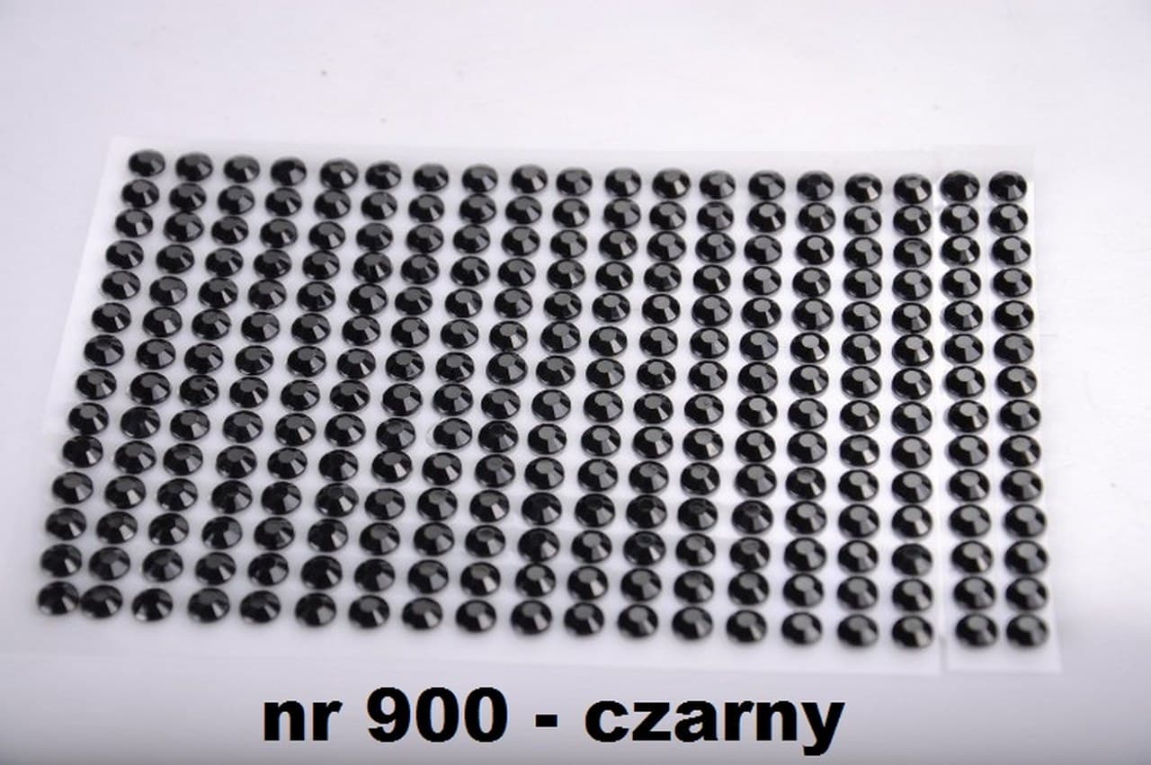 Dżety samoprzylepne kryształki 6mm/260szt czarne