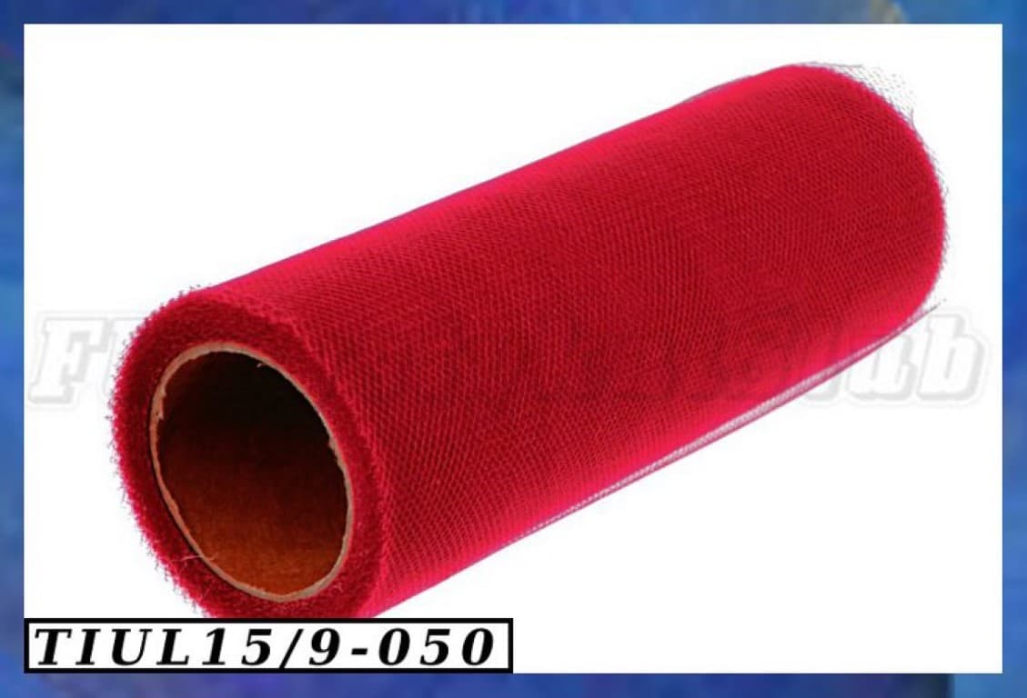 Tiul drobny, 15cm/9m czerwony