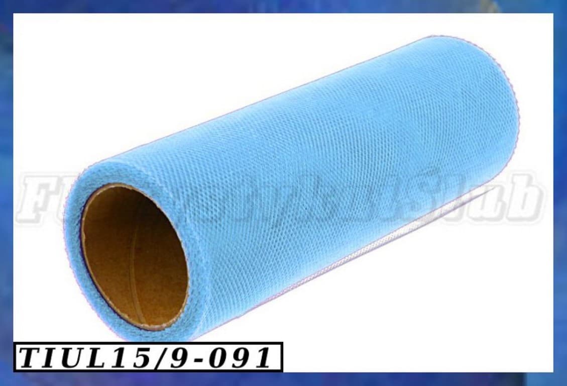 Tiul drobny, 15cm/9m, błękitny