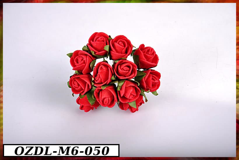 Piankowe róże na drucie 1,5cm/12szt, czerwone