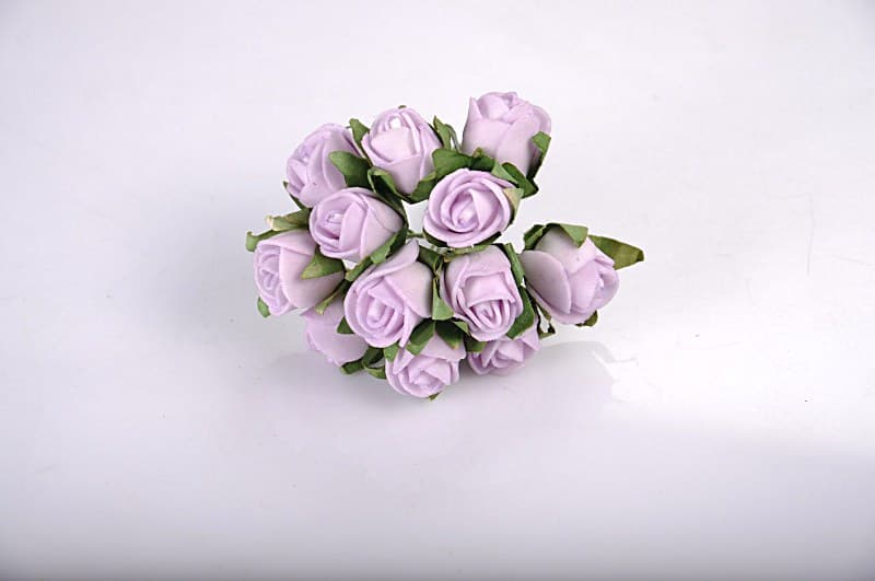 Piankowe róże na drucie 1,5cm/12szt, wrzosowe