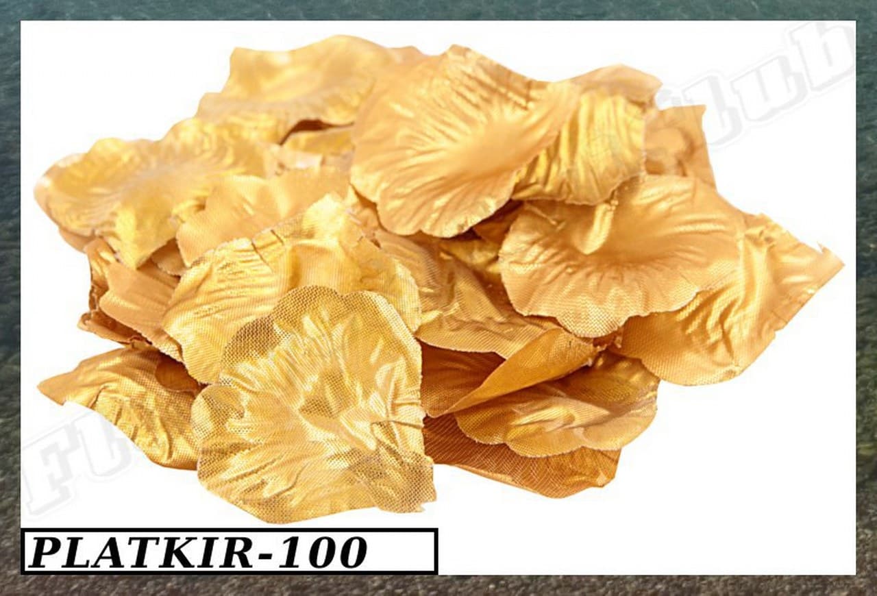 Płatki róż z materiału, 100szt. złote metalizowane