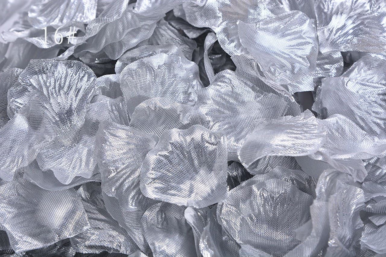 Płatki róż z materiału,100szt srebrne metalizowane