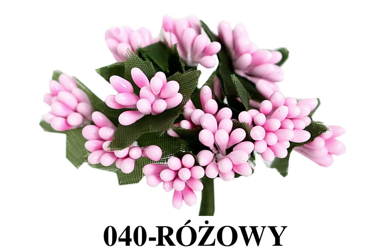 Pręciki na druciku ryż 2cm/12szt, różowe