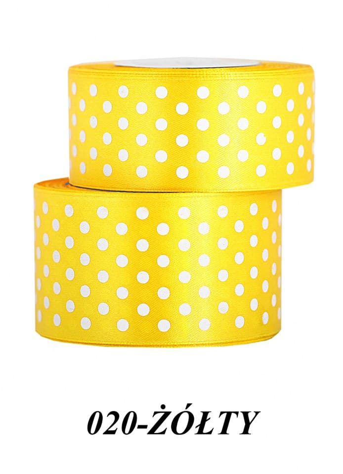 Wstążka satynowa w kropki 38mm/22mb, żółta