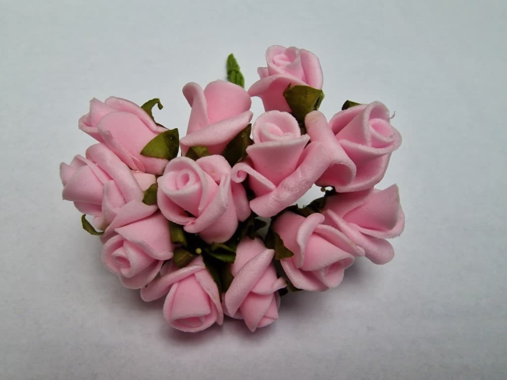 Piankowe pąki róże na drucie śr1,5cm/12 szt różowe