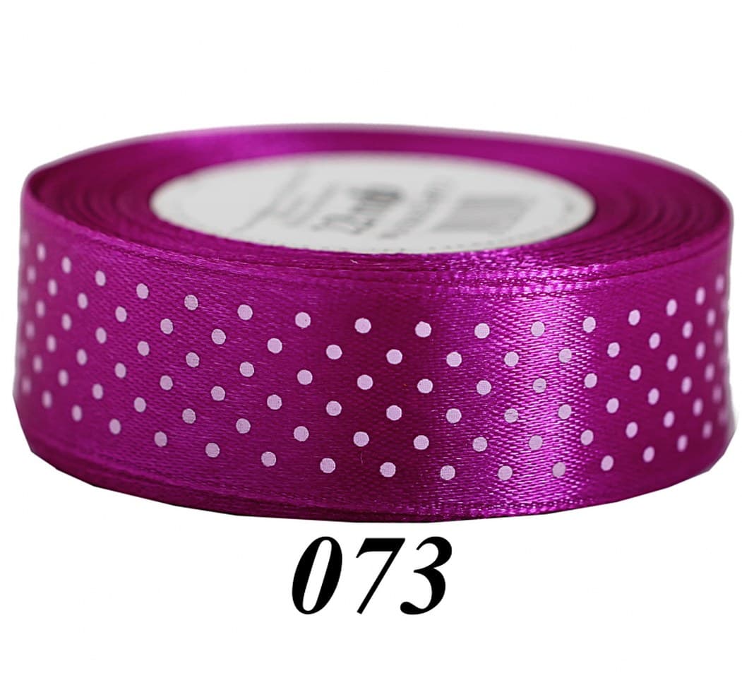 Wstążka satynowa w kropki 25mm/22mb, śliwka