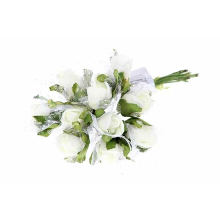 Piankowe róże z tiulem 1,5cm/10szt, jasnokremowy