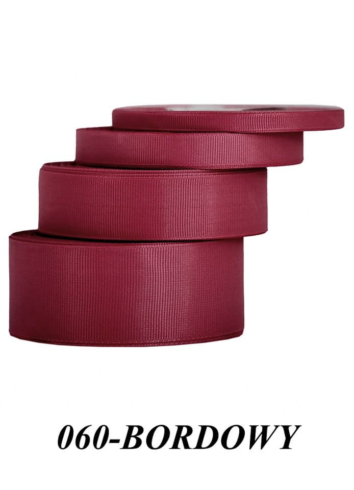 Wstążka rypsowa, 12mm/22mb, bordowa
