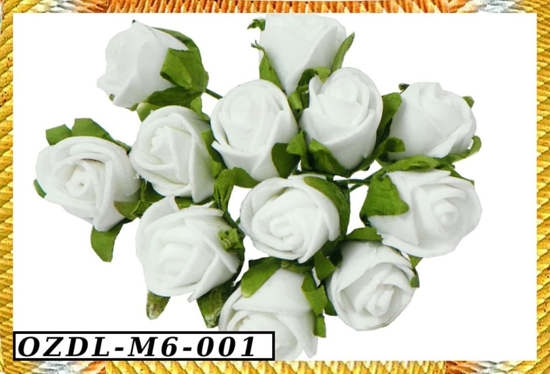 Piankowe róże na drucie 1,5cm/12szt, białe