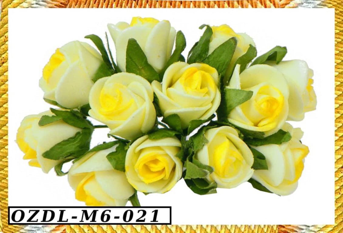 Piankowe róże na drucie 1,5cm/12szt, cytrynowe