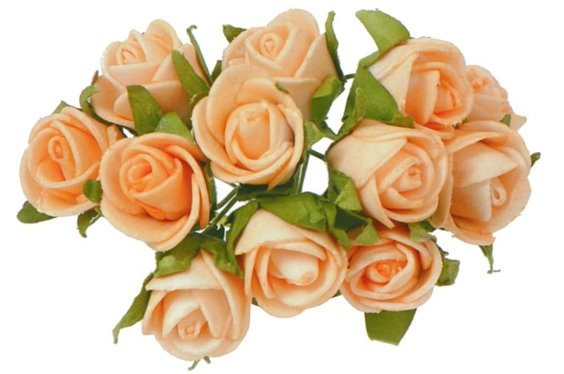 Piankowe Róże na Drucie wys. 10cm j.łososiowe