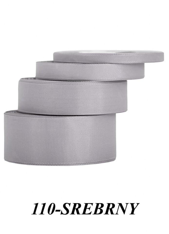 Wstążka rypsowa, 25mm/22mb, srebrna