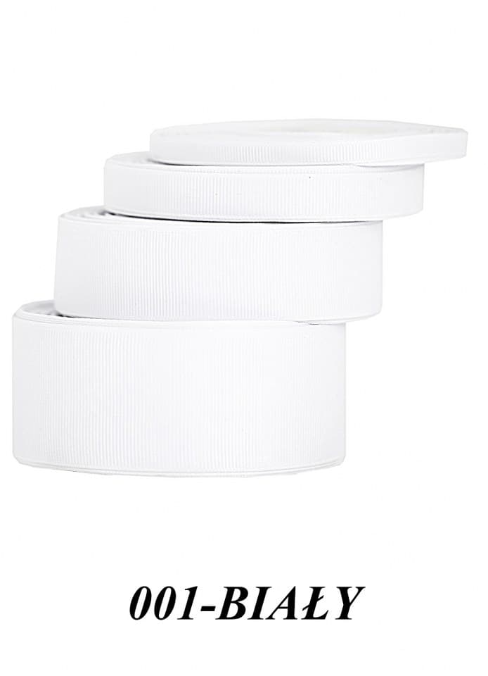 Wstążka rypsowa, 38mm/22mb, biały