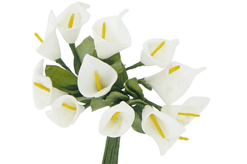 Piankowe Kwiaty Kalli na Drucie wys. 12cm białe