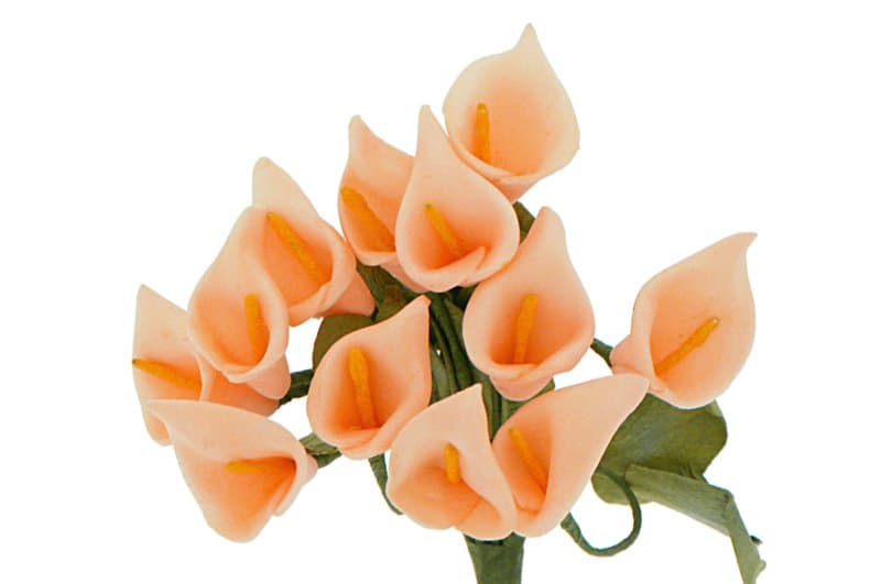 Piankowe Kwiaty Kalli na Drucie wys. 12cm łosoś