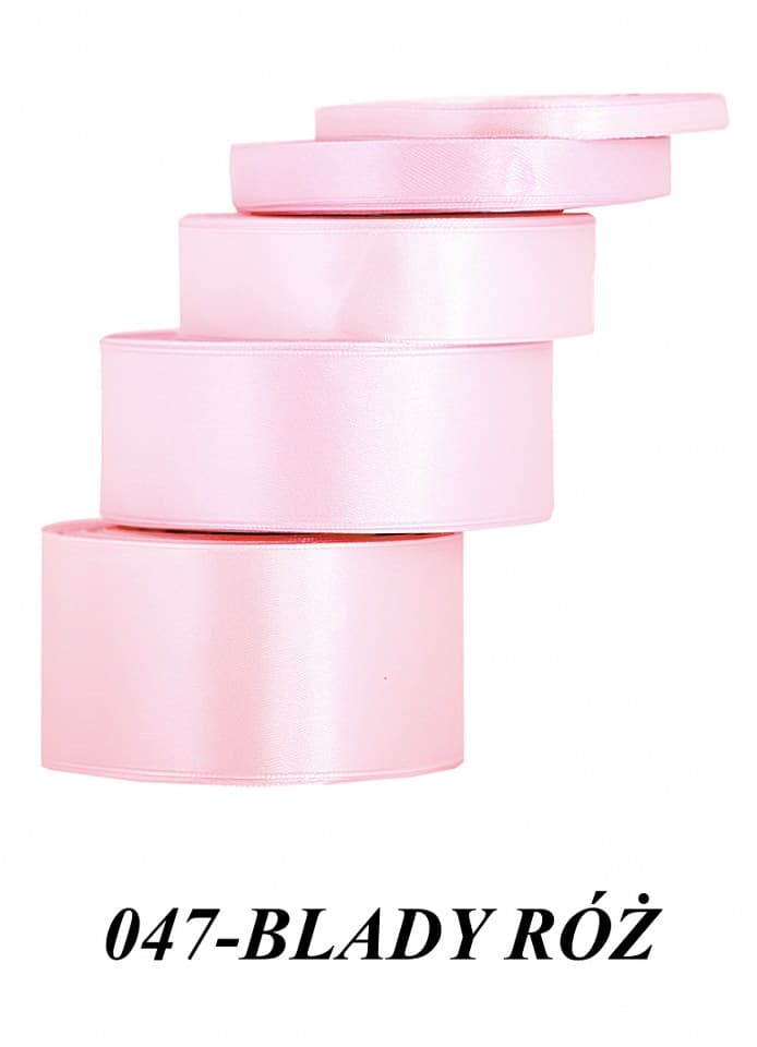 Wstążka satynowa 12mm/32mb, bladoróżowa