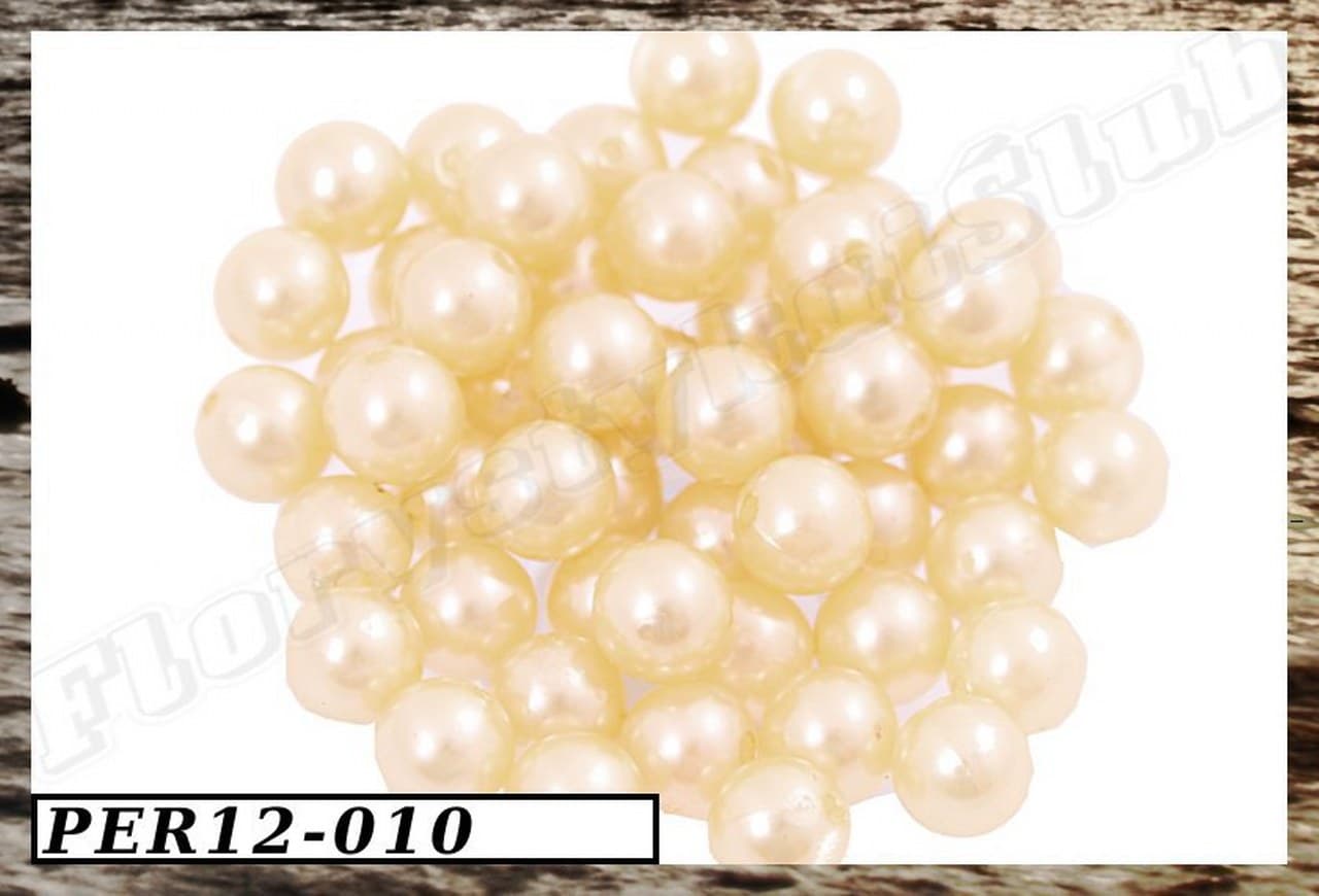 Perełki z dziurką, 12mm/50g, kremowe