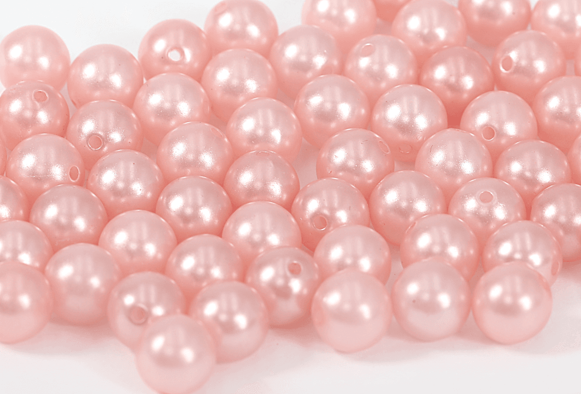 Perełki z dziurką, 12mm/50g, jasny róż