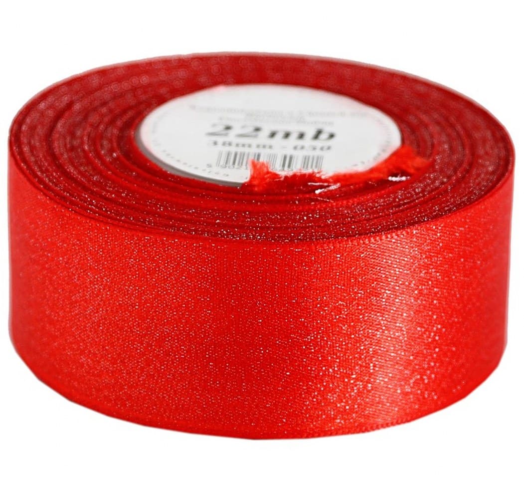Wstążka satynowa z brokatem 38mm/22mb, czerwona