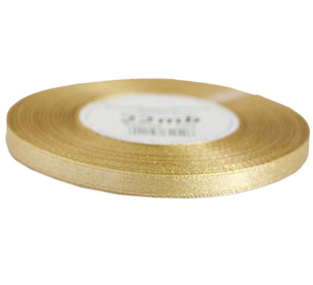 Wstążka satynowa z brokatem 6mm/22mb, złota