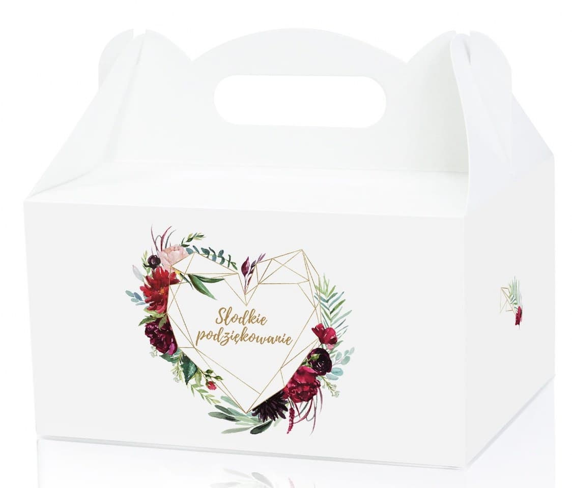 Pudełko tekturowe na ciasto 9x14x19, róża bordowa