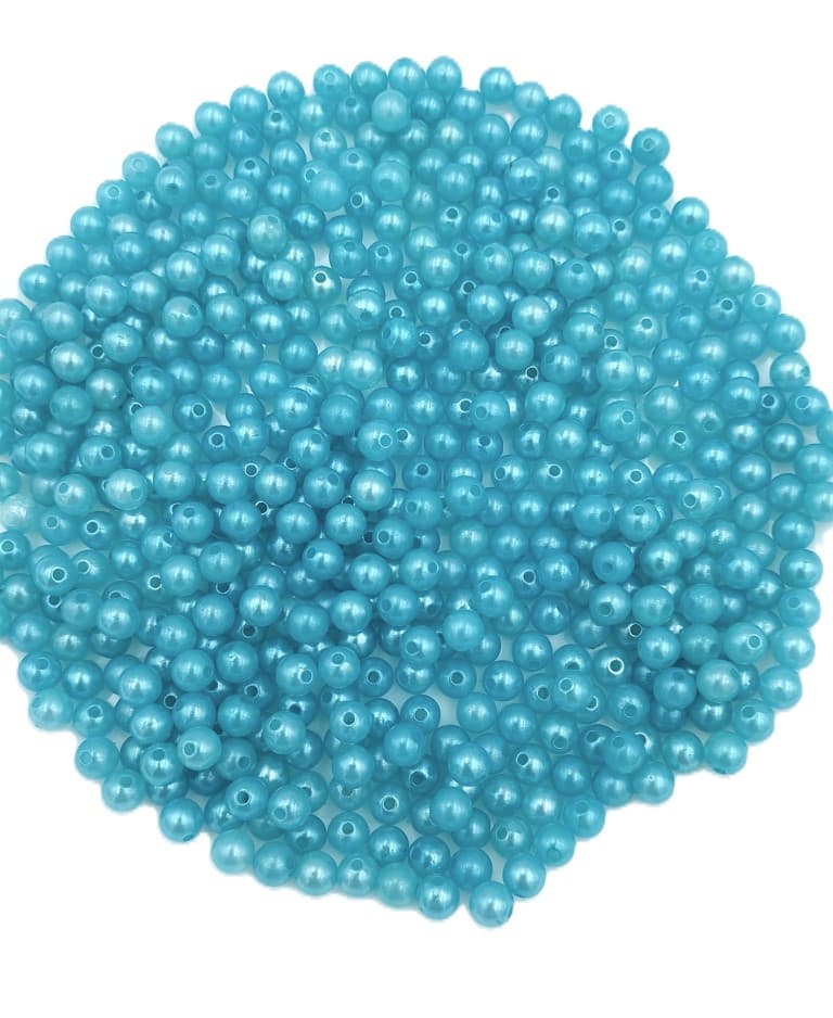 Koraliki (perełki) z dziurką, śr.6mm/50g, błękitne