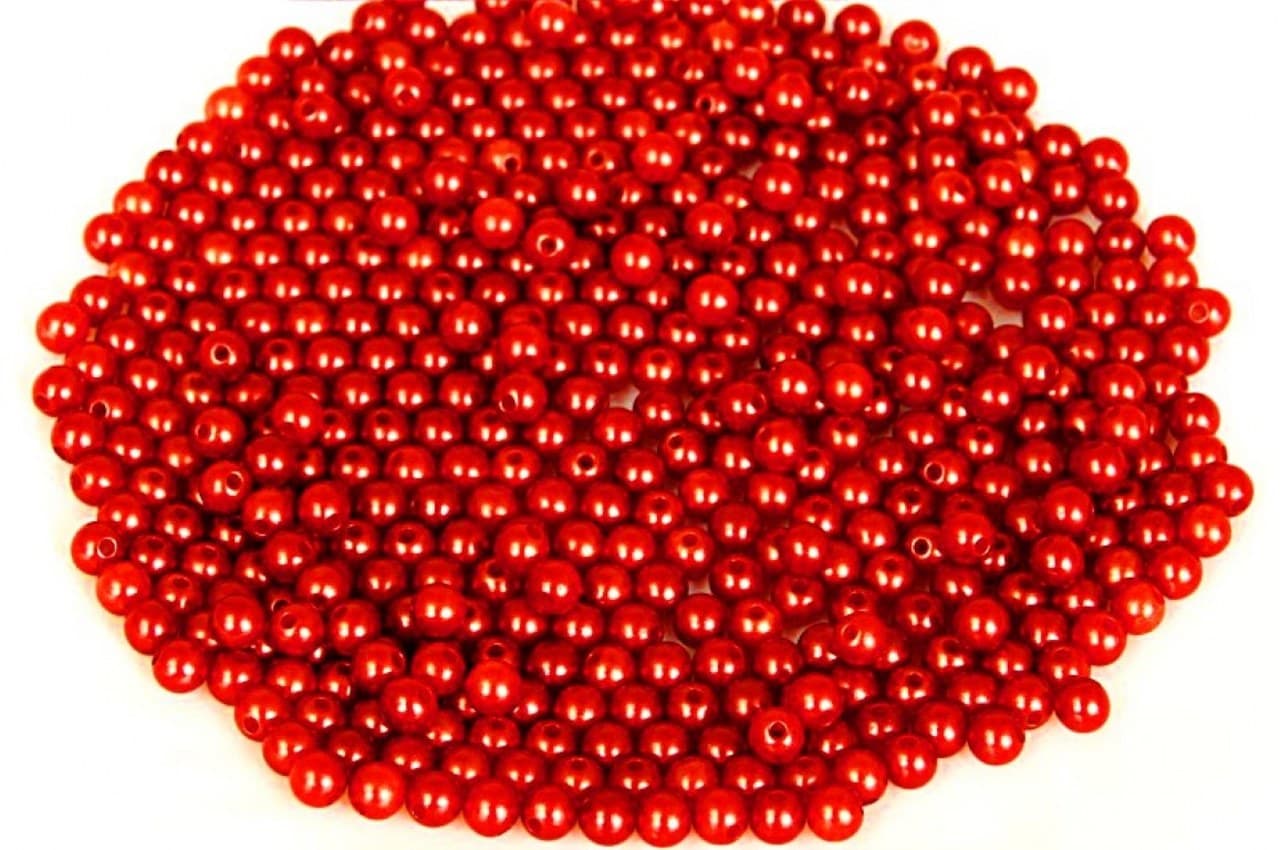 Koraliki (perełki) z dziurką, śr. 6mm j.czerwone 