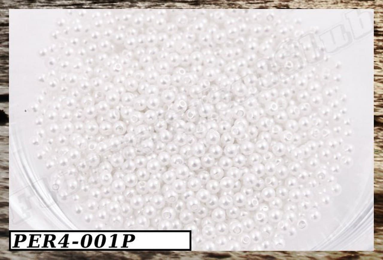 Koraliki (perełki) z dziurką, 4mm/35g, biała perła