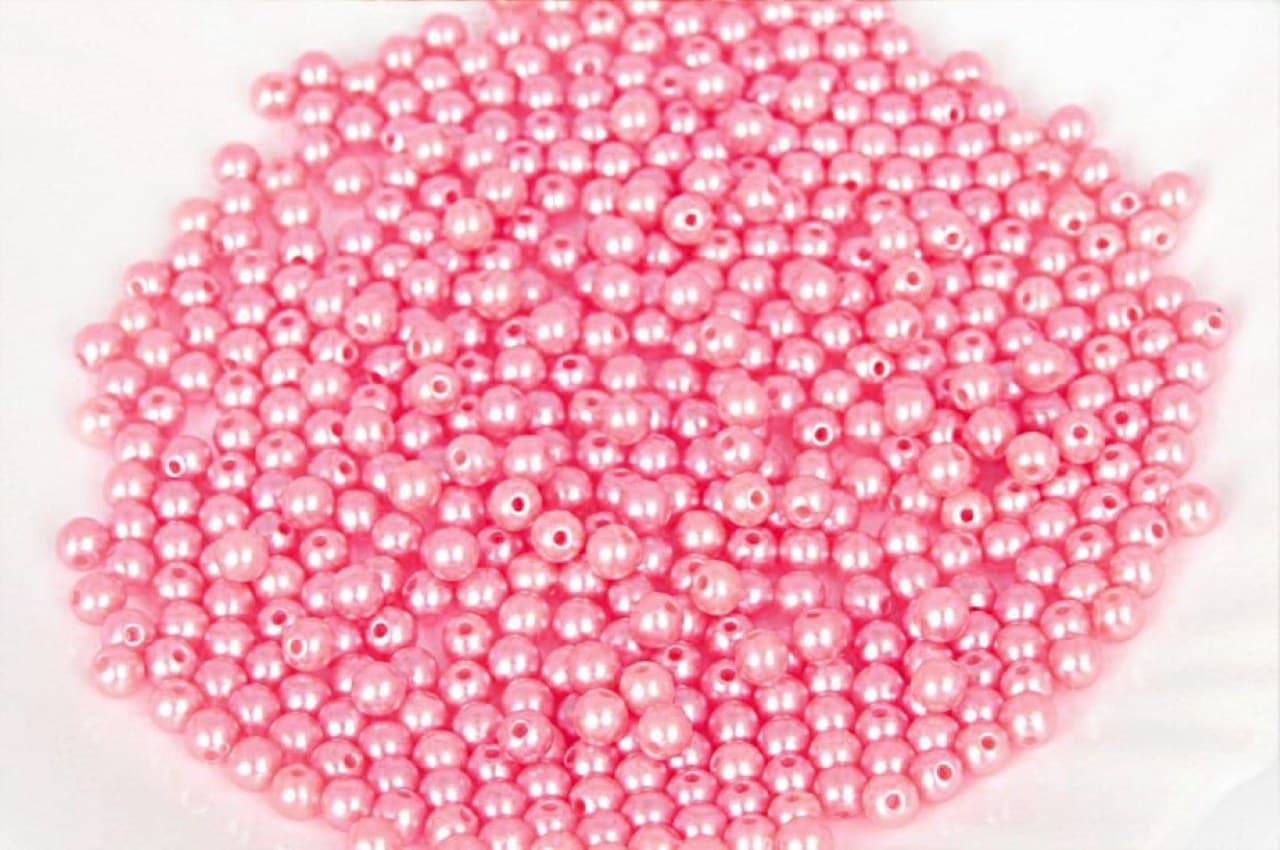Koraliki perełki z dziurką, śr. 6mm/50g, różowe