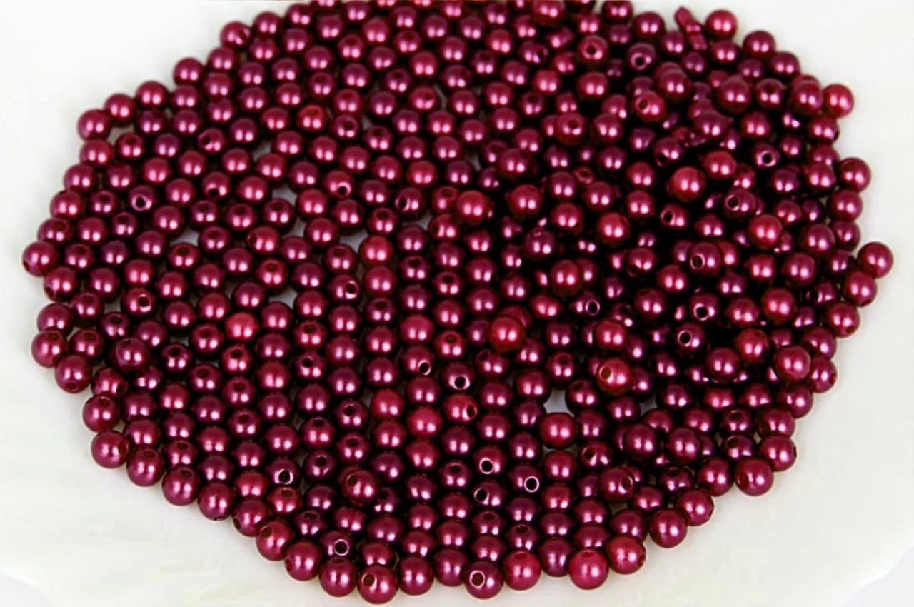 Koraliki perełki z dziurką, śr.3mm/25g, bordowe