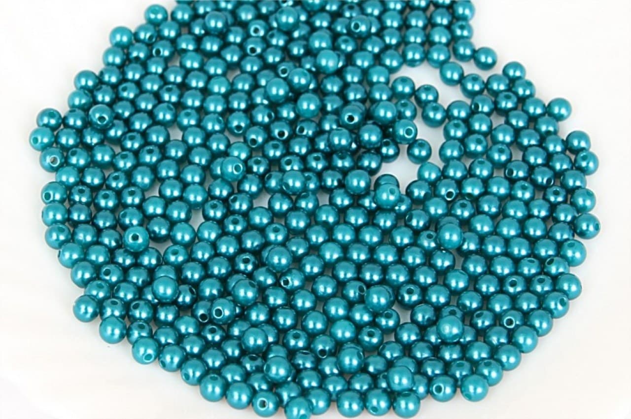Koraliki perełki z dziurką, śr.3mm/25g, turkusowe