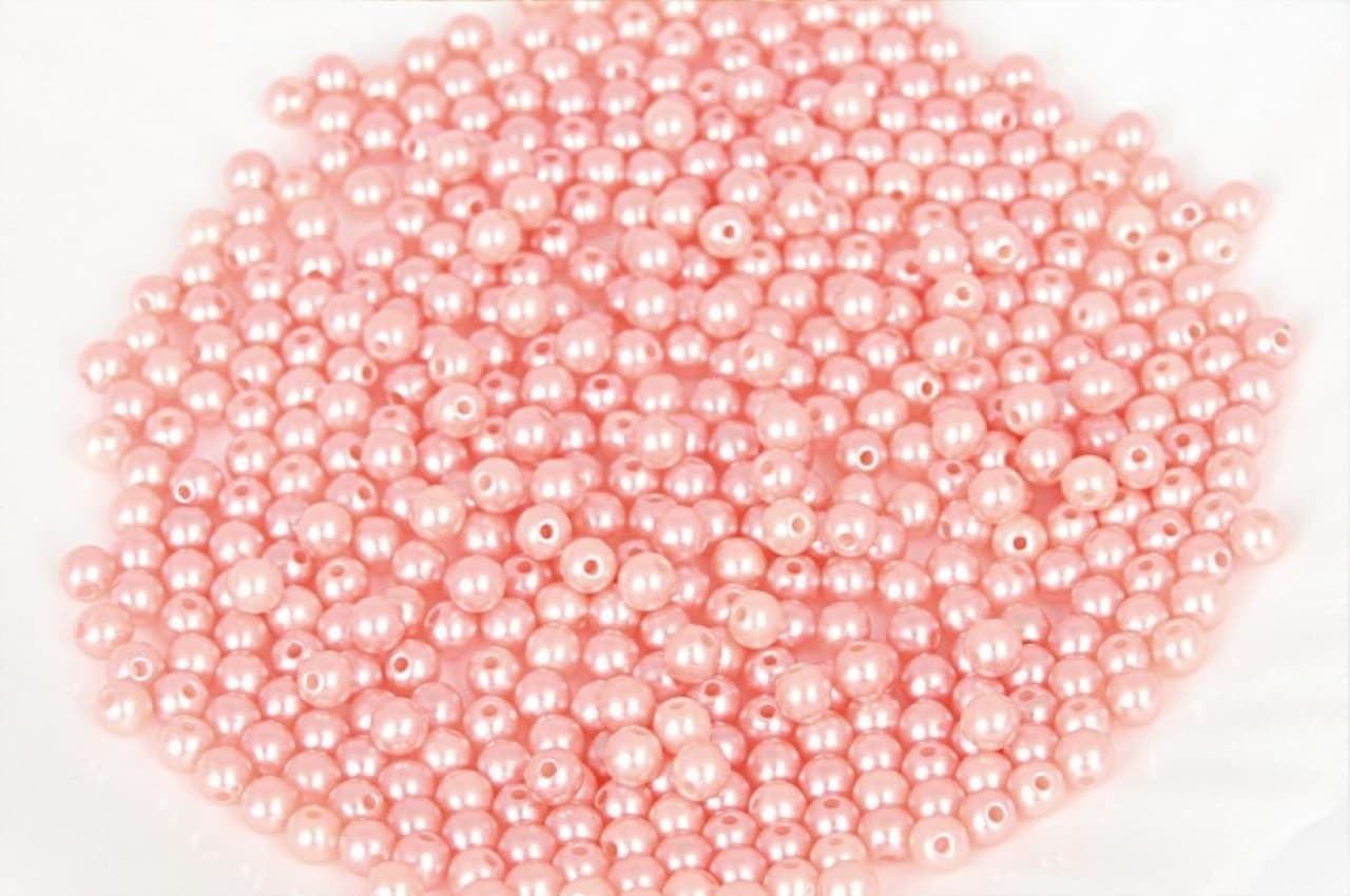 Koraliki (perełki) z dziurką, 4mm/35g, jasnoróżowe