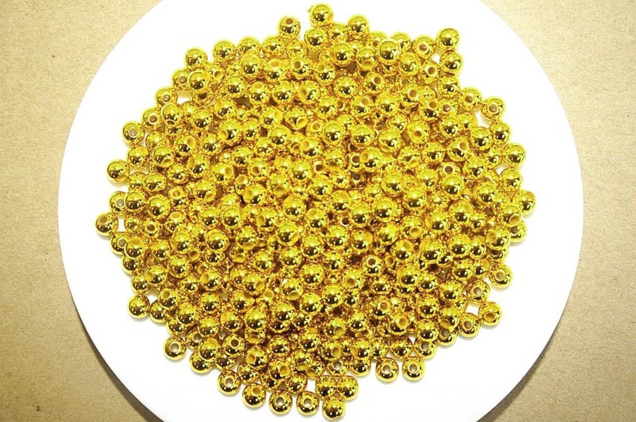 Perełki metalizowane, śr. 6mm/50g, jasnozłote