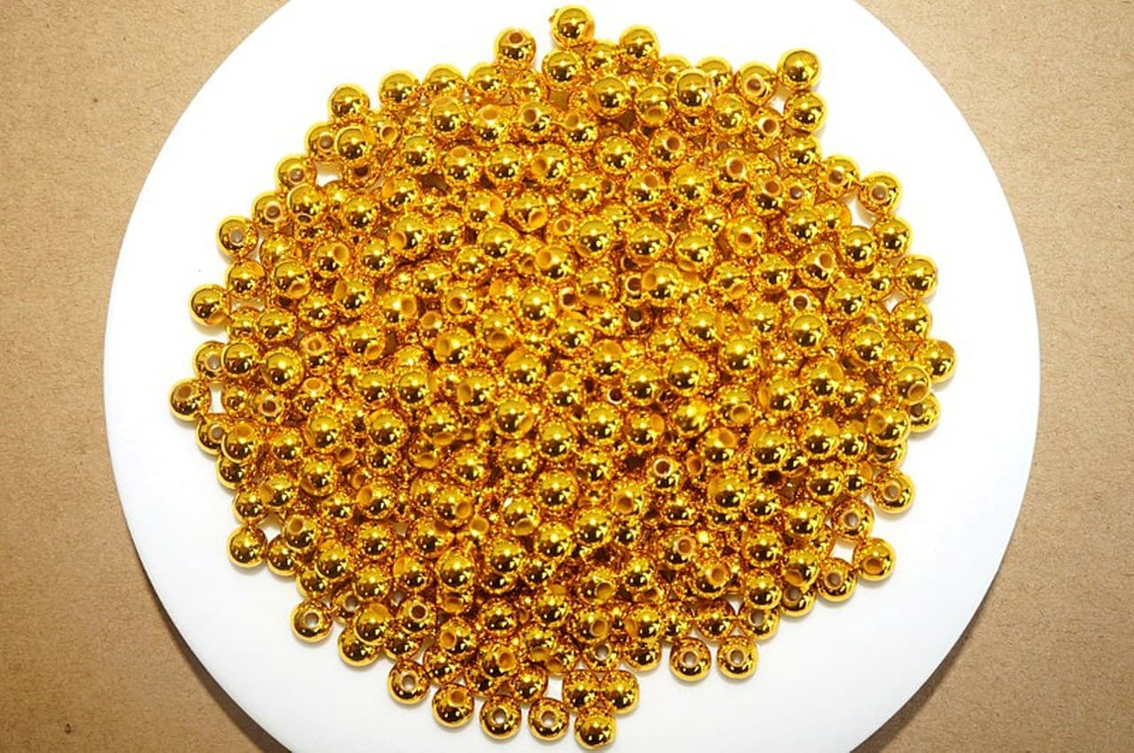 Perełki metalizowane, śr. 6mm/50g, stare złoto